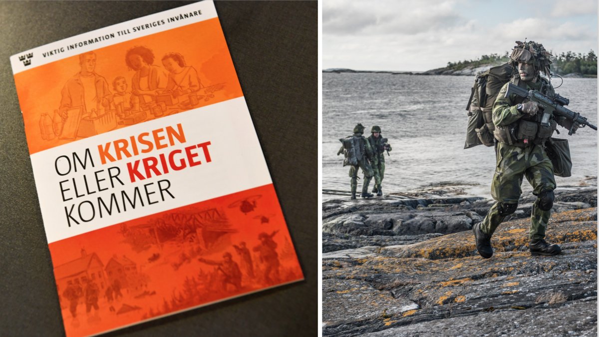 Bild på broschyr från MSB och på svensk militär